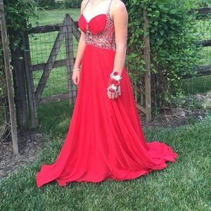 Bright Red Aspeed Dress ( prom elegant pageant )